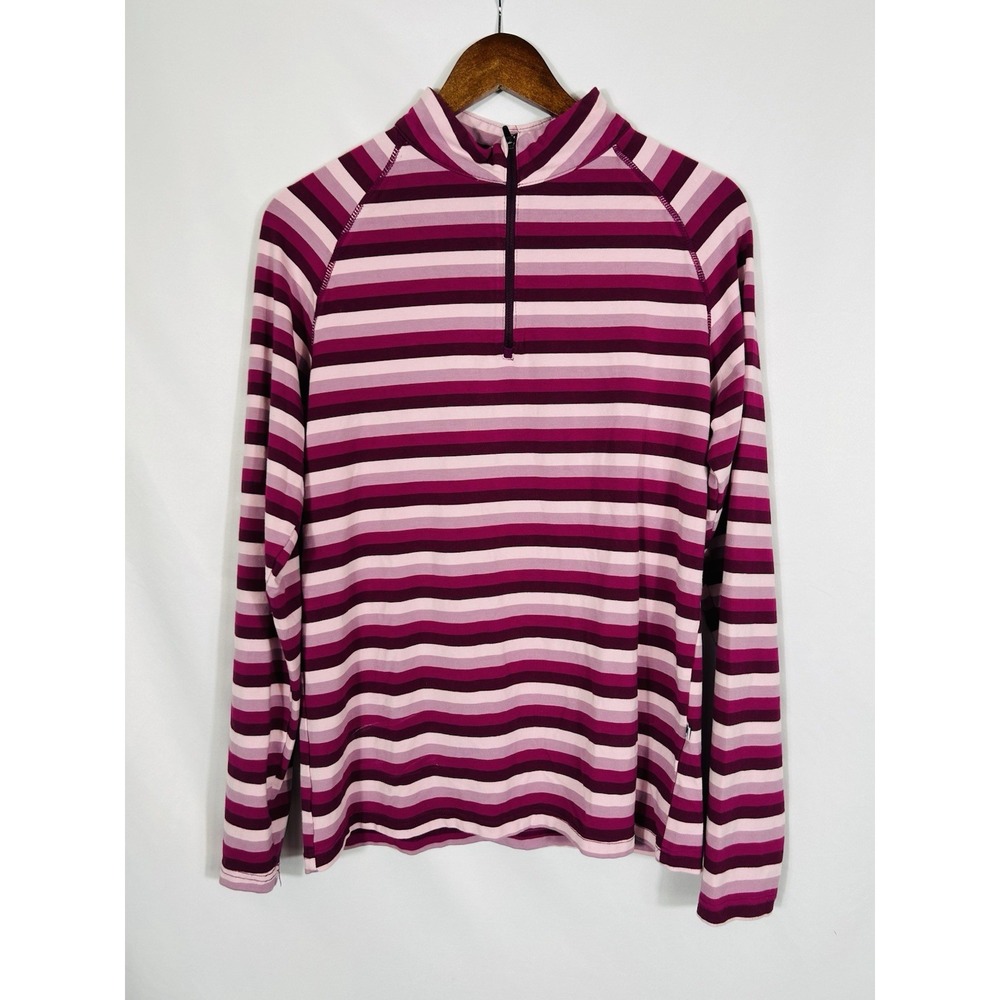 Kickee Pants Womens Striped Quarter Zip Pullover Bamboo Soft Cozy Luxe Size L